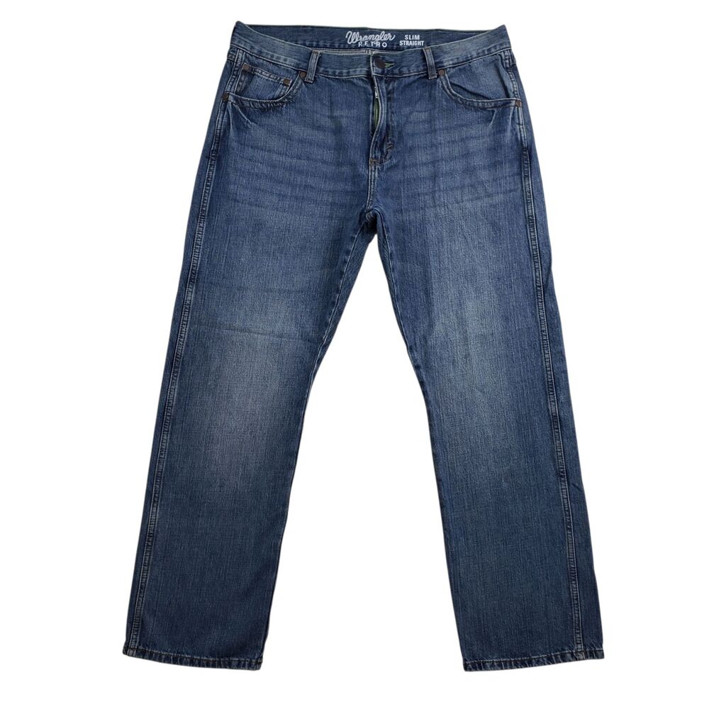 Wrangler Retro Slim Straight Mens 36x30 Denim Western Rodeo Ranch 100% Cotton - Picture 2 of 10